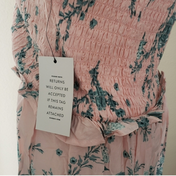 Eloquii Smocked Bodice Halter Floral Print Maxi Dress 14 NWT - Picture 9 of 13